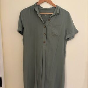 Vineyard Vines Olive Button-Up Shirt Dress